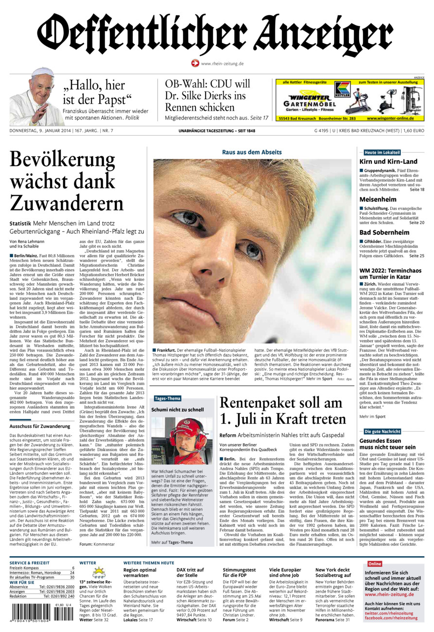Oeffentlicher Anzeiger Kirn (Archiv) vom Donnerstag, 09.01.2014