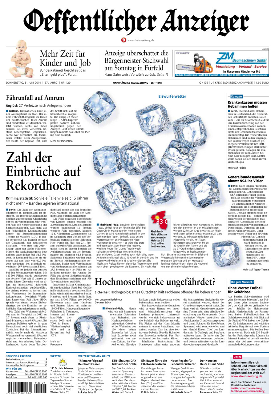 Oeffentlicher Anzeiger Kirn (Archiv) vom Donnerstag, 05.06.2014