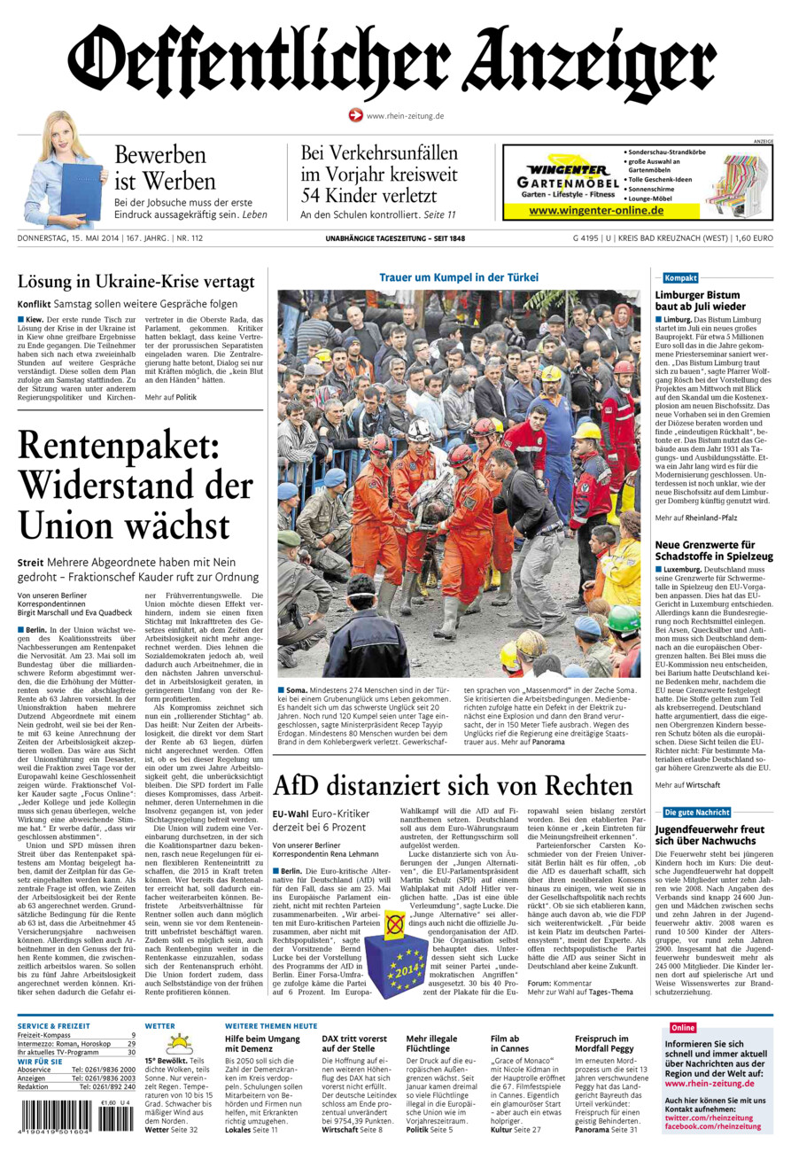 Oeffentlicher Anzeiger Kirn (Archiv) vom Donnerstag, 15.05.2014