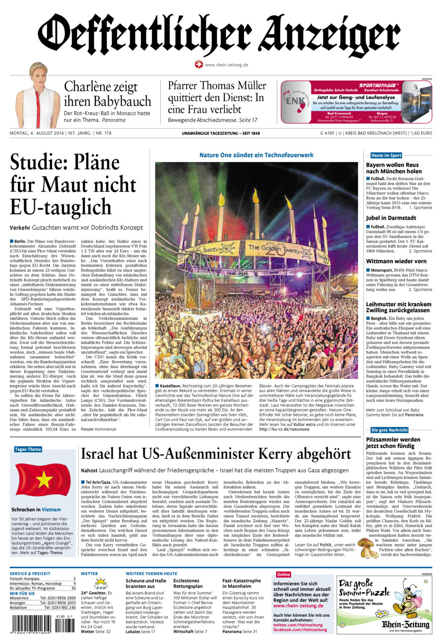 Oeffentlicher Anzeiger Kirn (Archiv) vom Montag, 04.08.2014