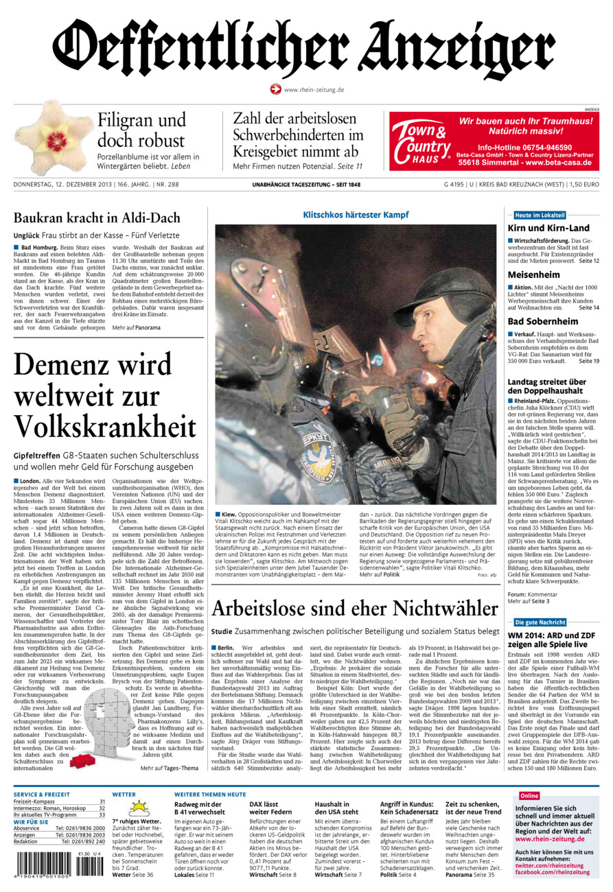 Oeffentlicher Anzeiger Kirn (Archiv) vom Donnerstag, 12.12.2013