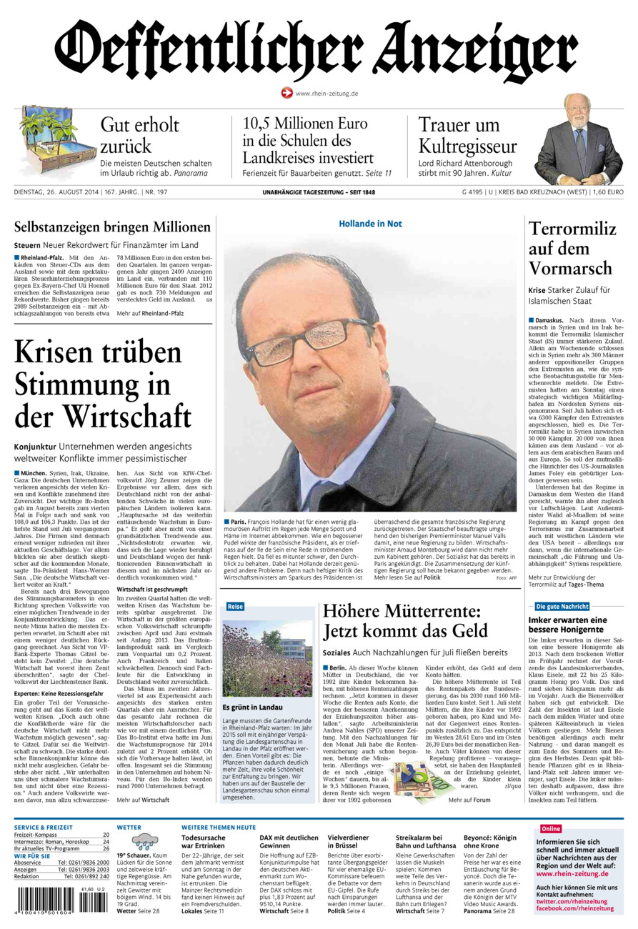 Oeffentlicher Anzeiger Kirn (Archiv) vom Dienstag, 26.08.2014