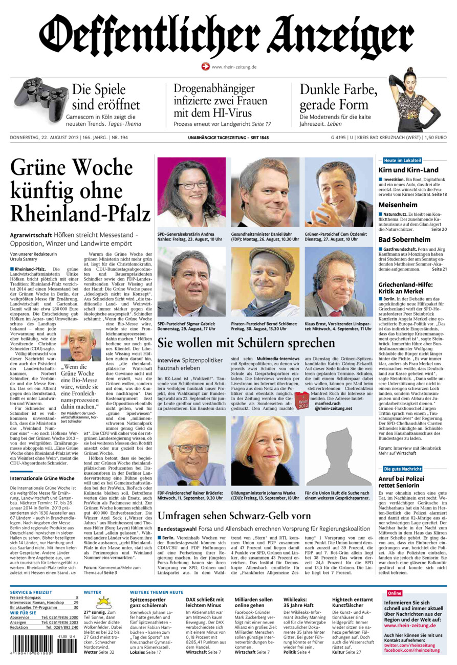 Oeffentlicher Anzeiger Kirn (Archiv) vom Donnerstag, 22.08.2013
