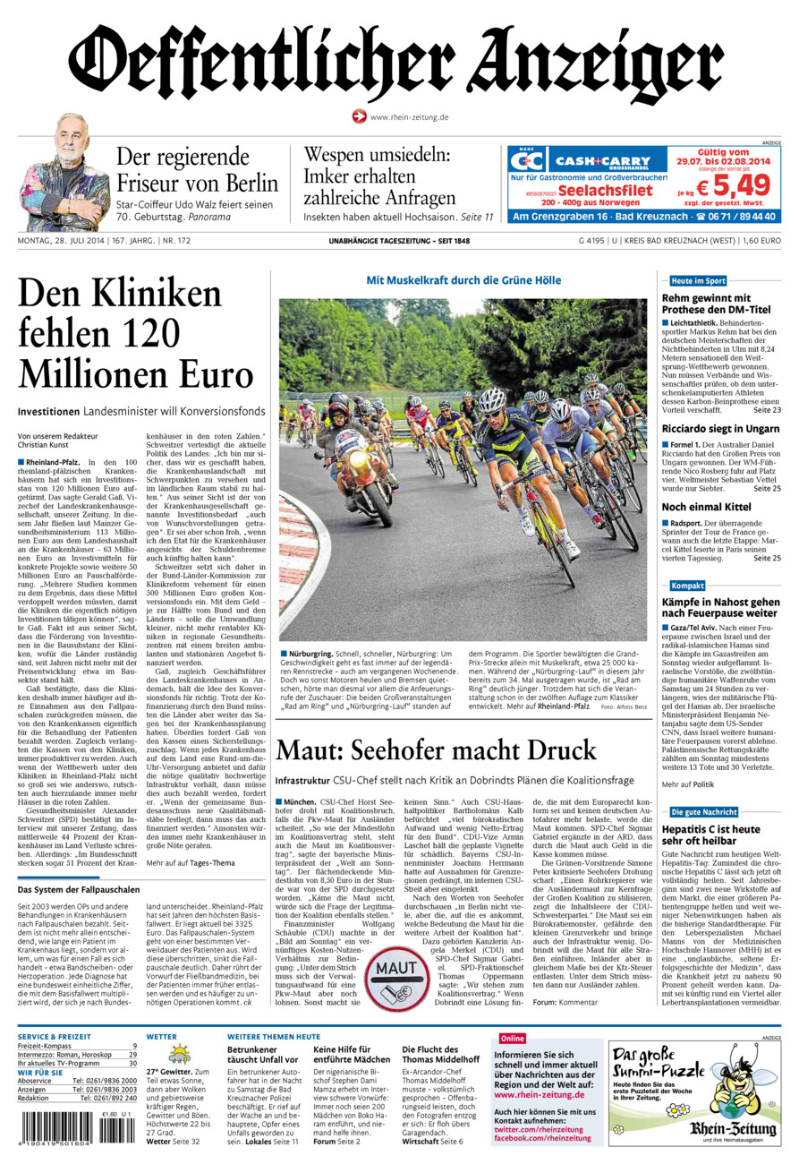 Oeffentlicher Anzeiger Kirn (Archiv) vom Montag, 28.07.2014