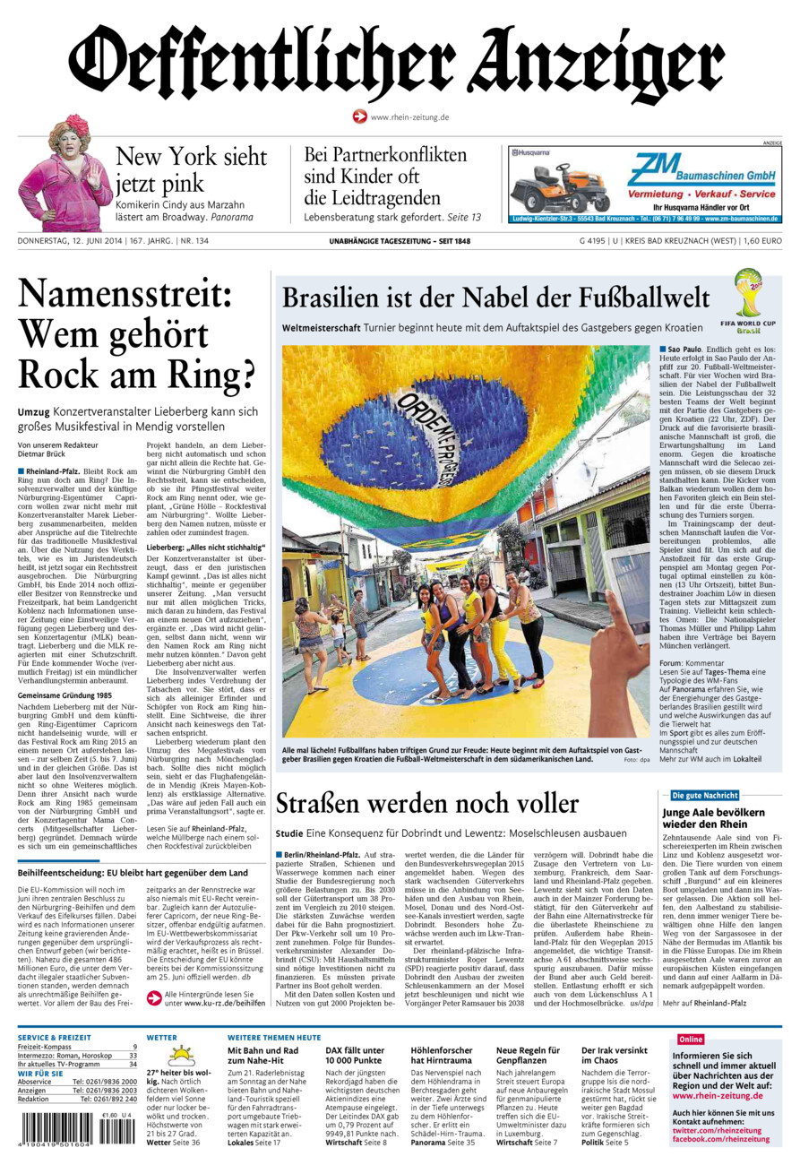 Oeffentlicher Anzeiger Kirn (Archiv) vom Donnerstag, 12.06.2014