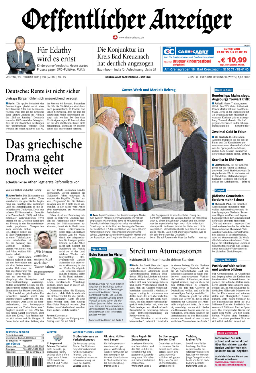 Oeffentlicher Anzeiger Kirn (Archiv) vom Montag, 23.02.2015