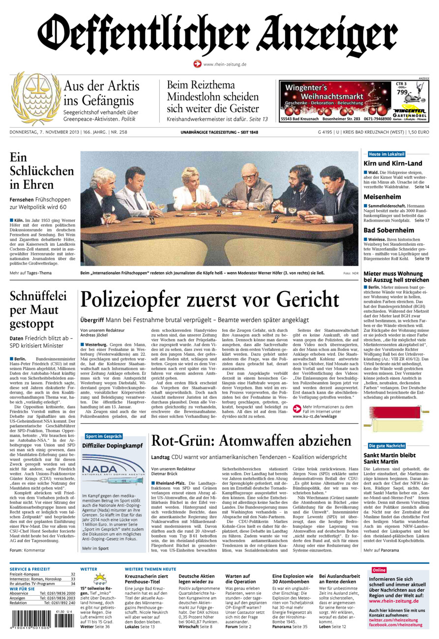 Oeffentlicher Anzeiger Kirn (Archiv) vom Donnerstag, 07.11.2013