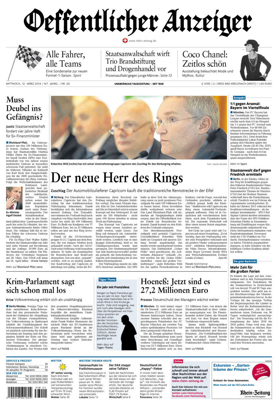 Oeffentlicher Anzeiger Kirn (Archiv) vom Mittwoch, 12.03.2014