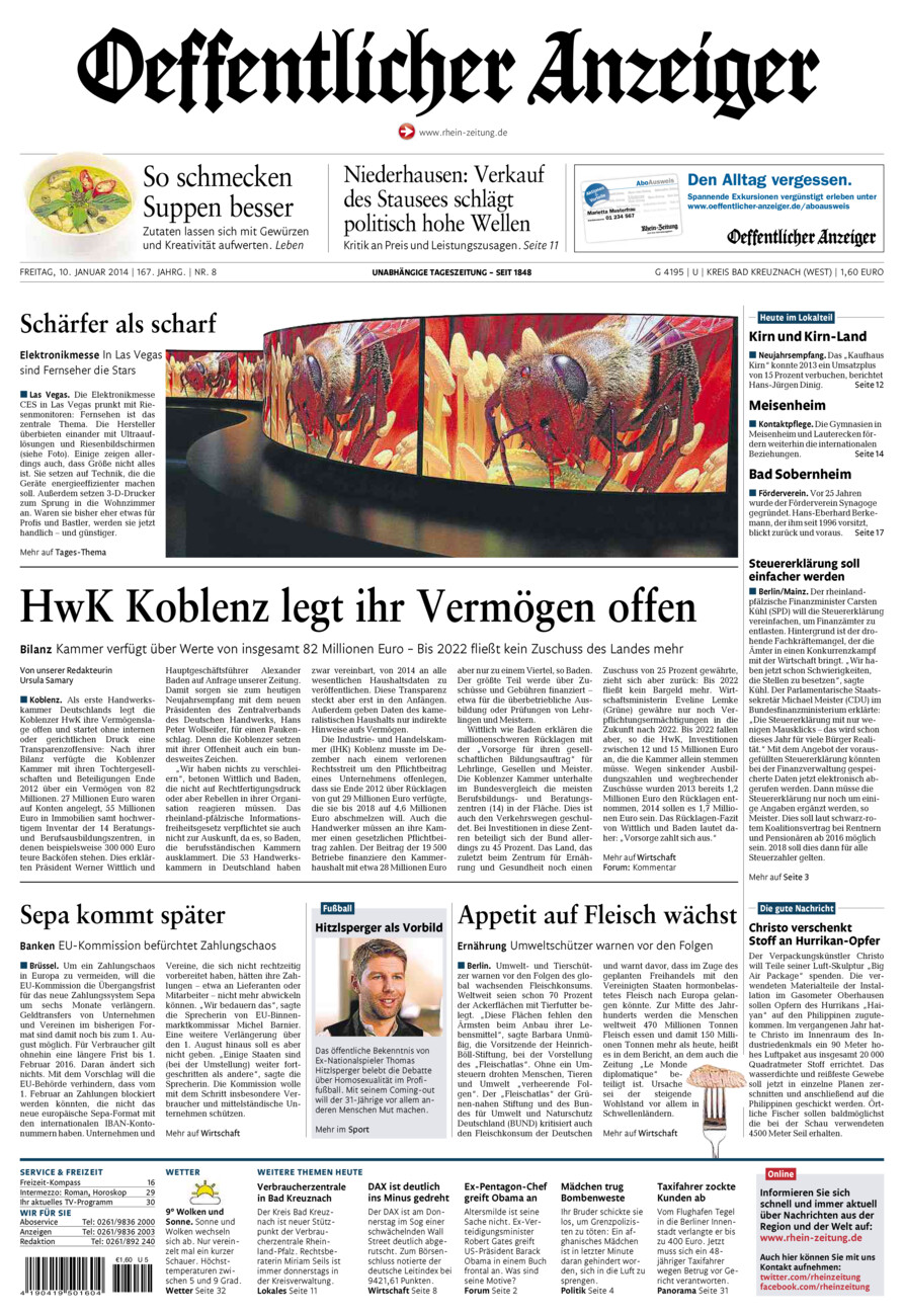 Oeffentlicher Anzeiger Kirn (Archiv) vom Freitag, 10.01.2014