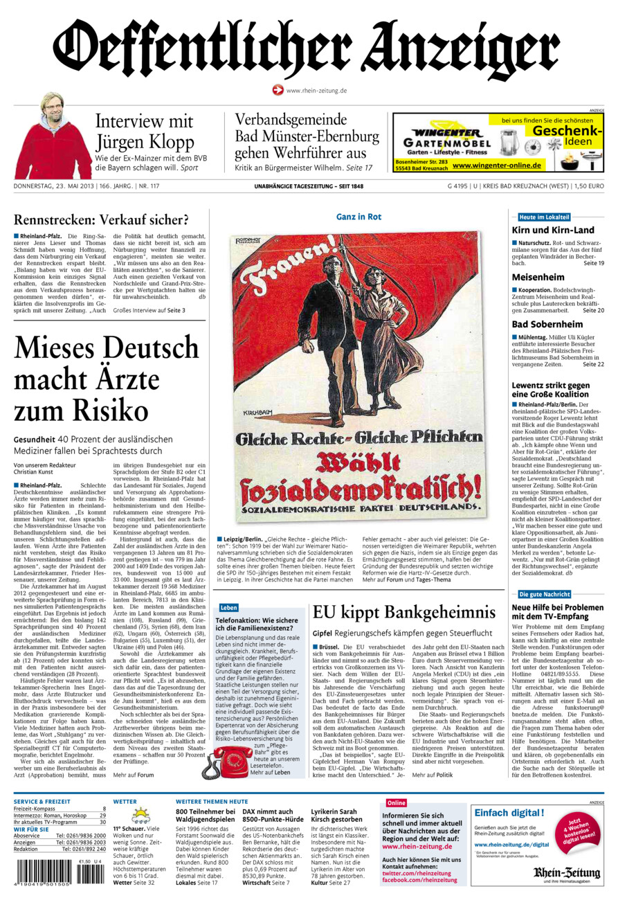 Oeffentlicher Anzeiger Kirn (Archiv) vom Donnerstag, 23.05.2013