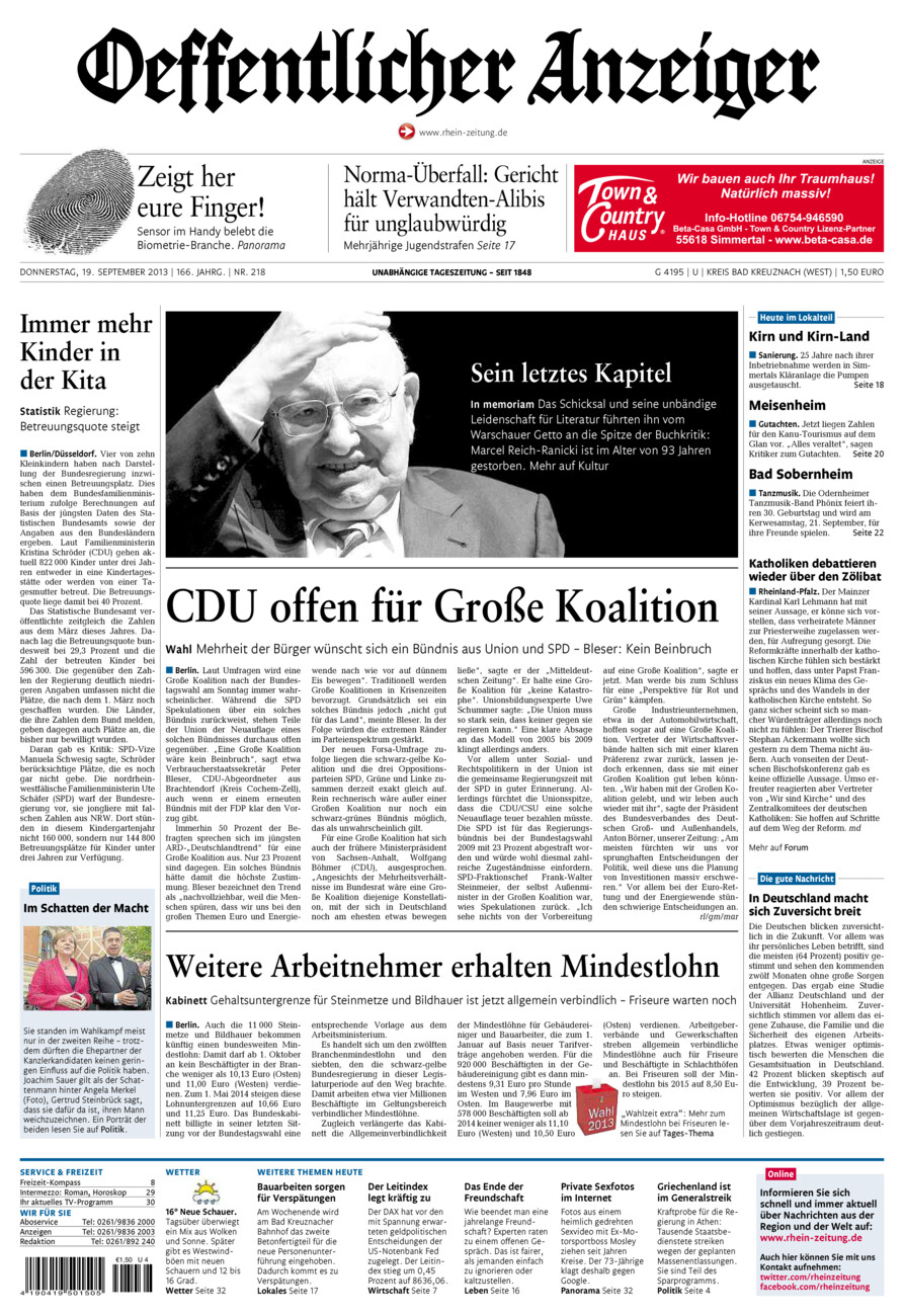 Oeffentlicher Anzeiger Kirn (Archiv) vom Donnerstag, 19.09.2013