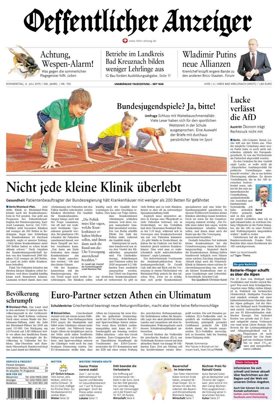 Oeffentlicher Anzeiger Kirn (Archiv) vom Donnerstag, 09.07.2015