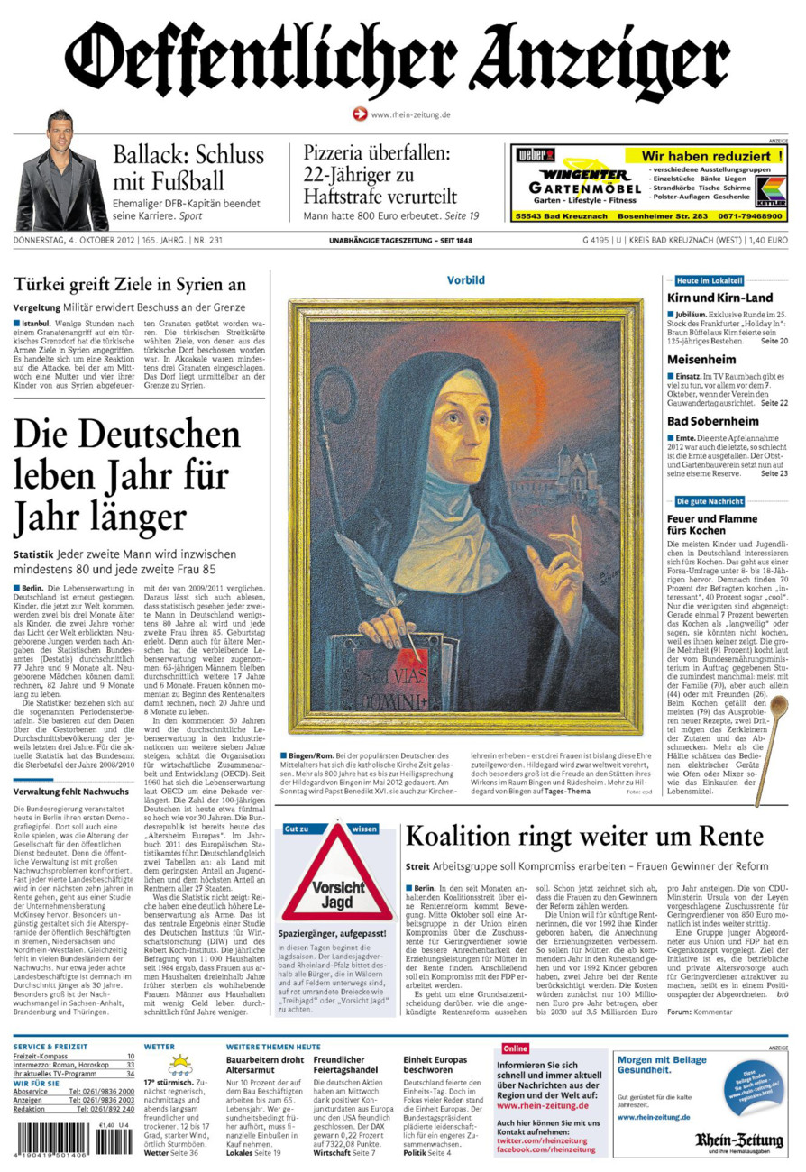 Oeffentlicher Anzeiger Kirn (Archiv) vom Donnerstag, 04.10.2012