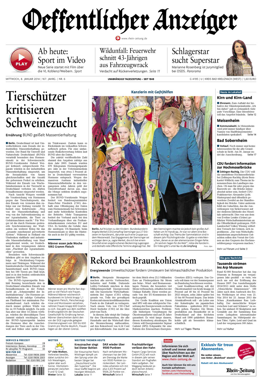Oeffentlicher Anzeiger Kirn (Archiv) vom Mittwoch, 08.01.2014