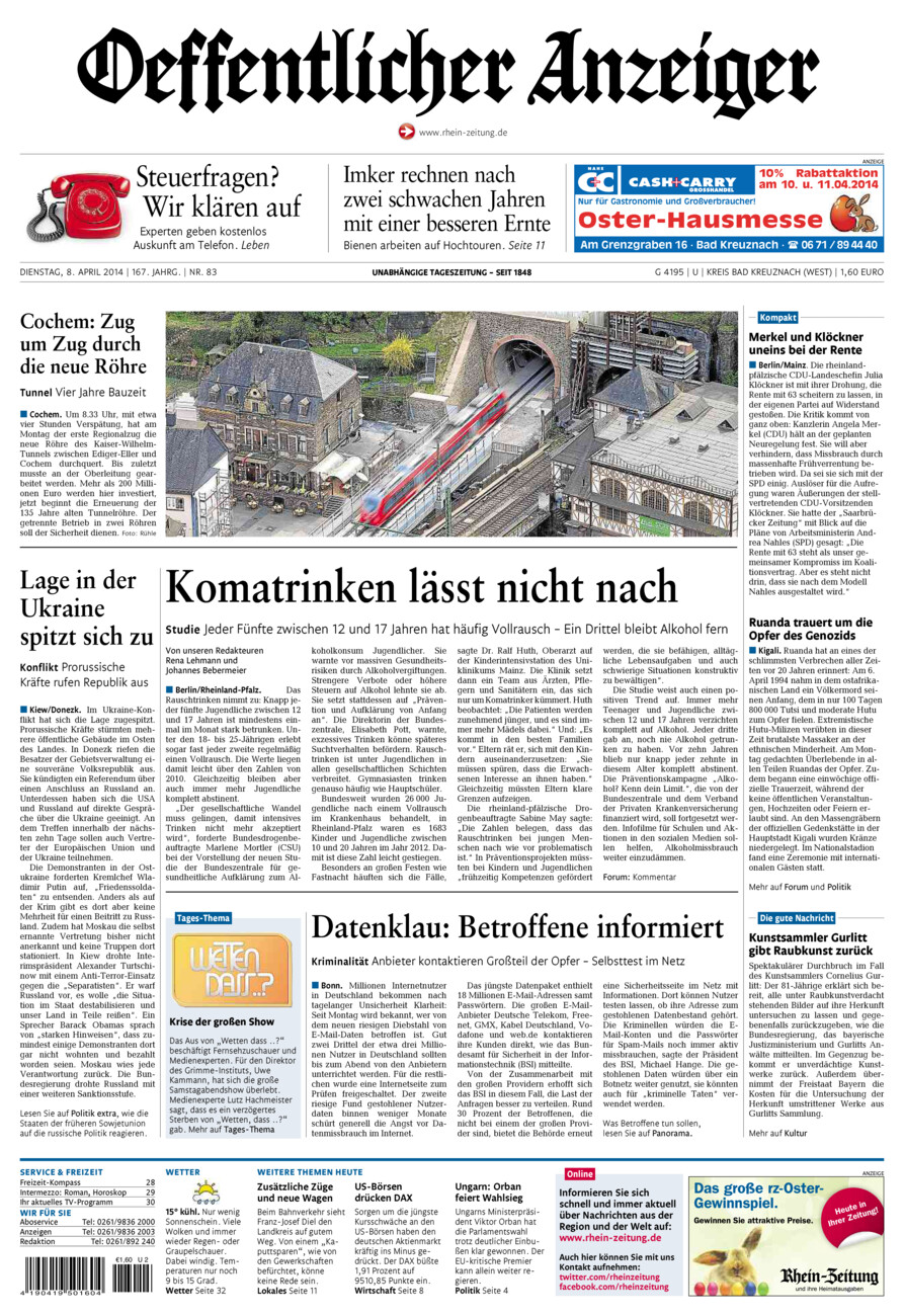 Oeffentlicher Anzeiger Kirn (Archiv) vom Dienstag, 08.04.2014