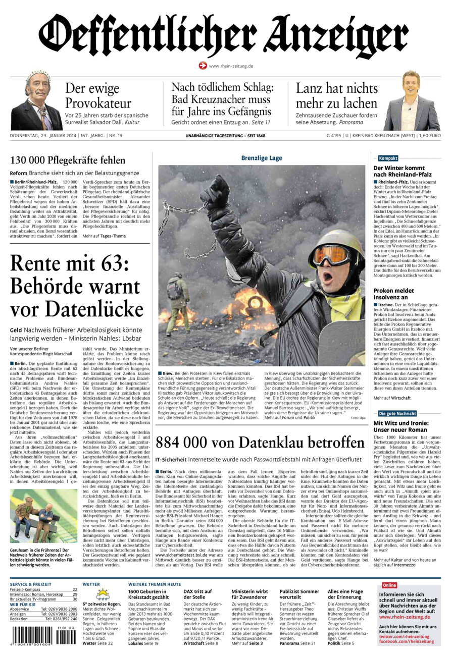 Oeffentlicher Anzeiger Kirn (Archiv) vom Donnerstag, 23.01.2014