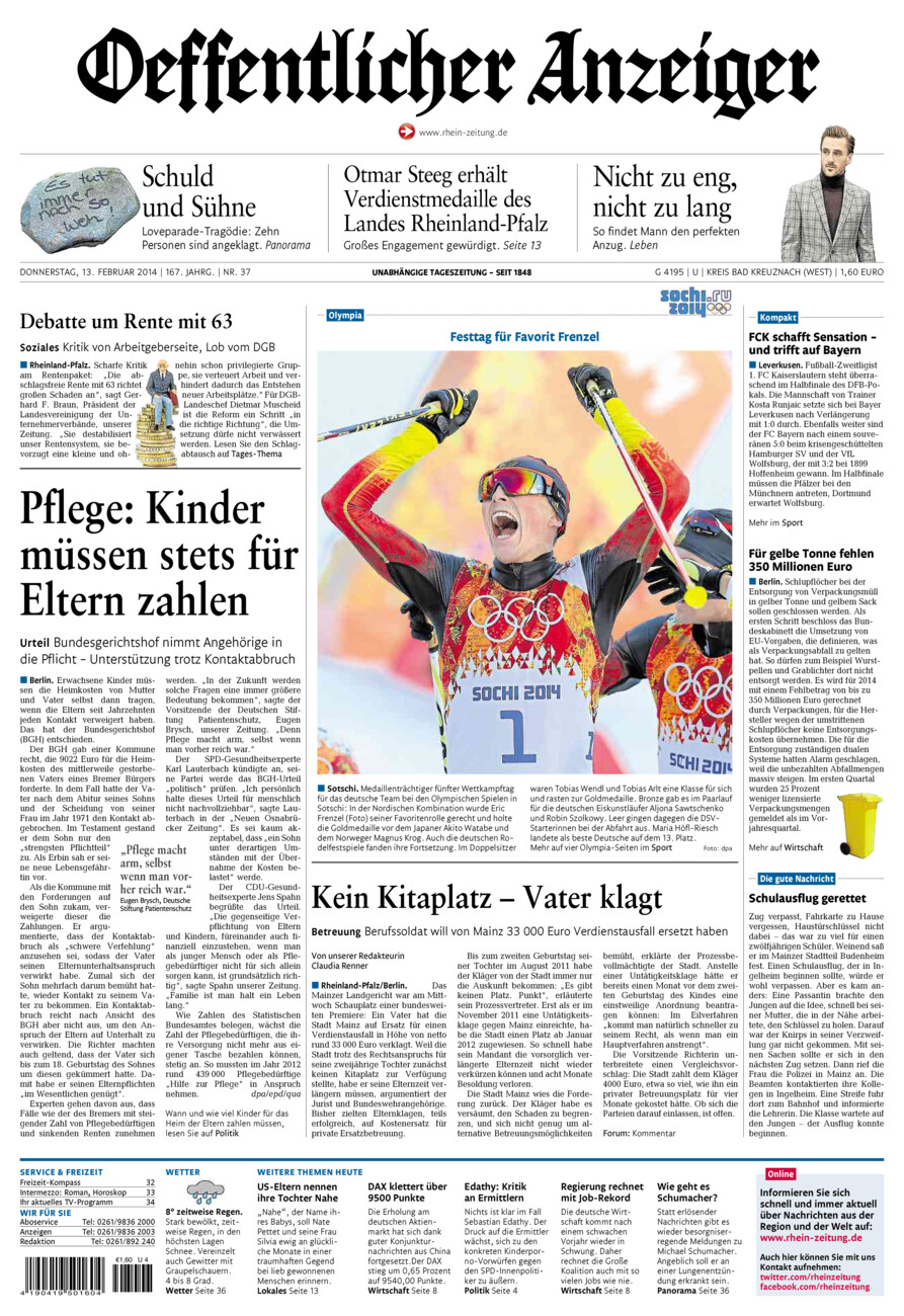 Oeffentlicher Anzeiger Kirn (Archiv) vom Donnerstag, 13.02.2014