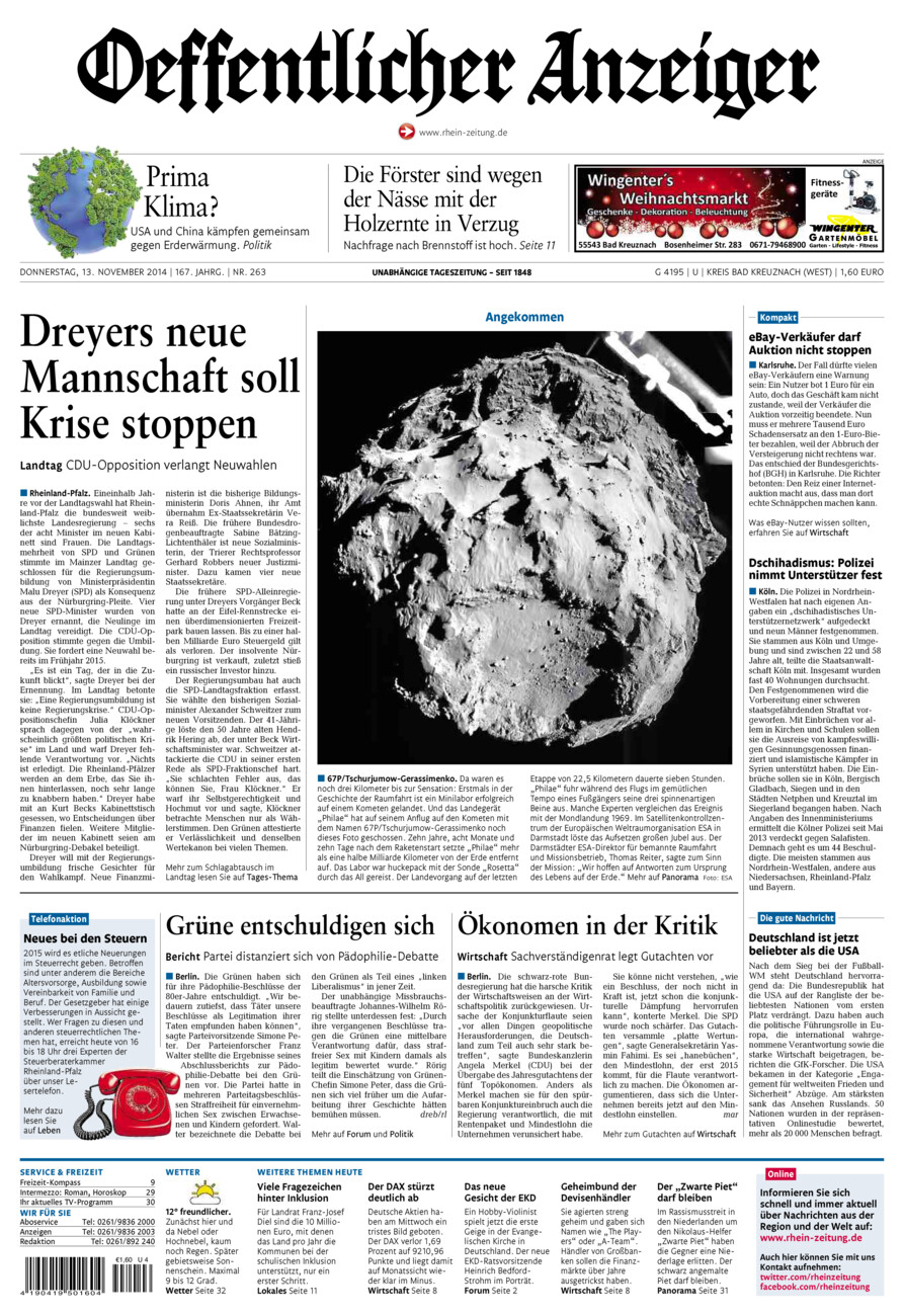 Oeffentlicher Anzeiger Kirn (Archiv) vom Donnerstag, 13.11.2014