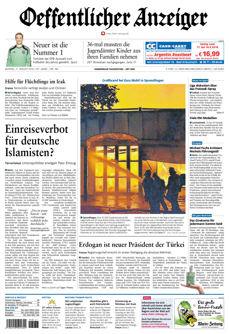 Oeffentlicher Anzeiger Kirn (Archiv) vom Montag, 11.08.2014
