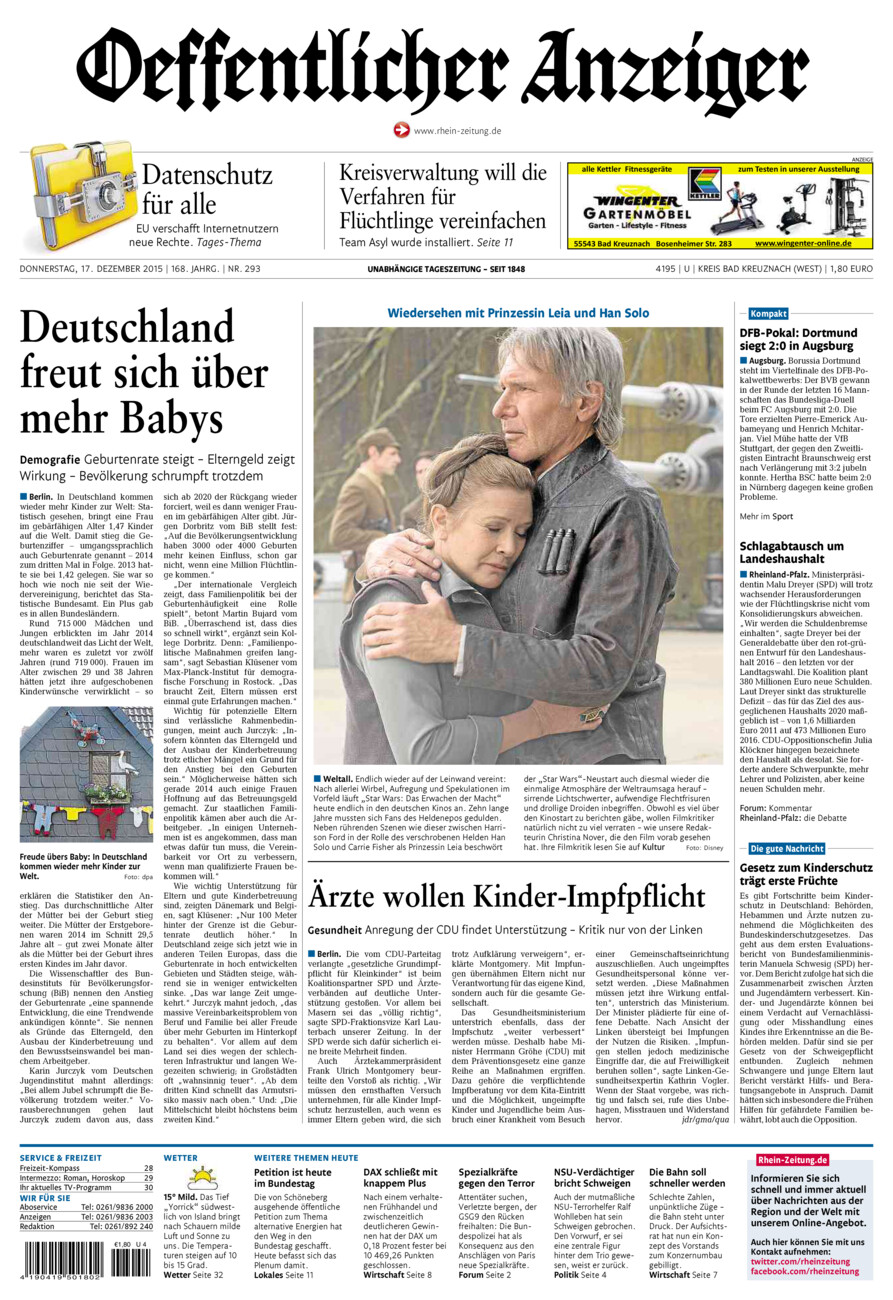 Oeffentlicher Anzeiger Kirn (Archiv) vom Donnerstag, 17.12.2015