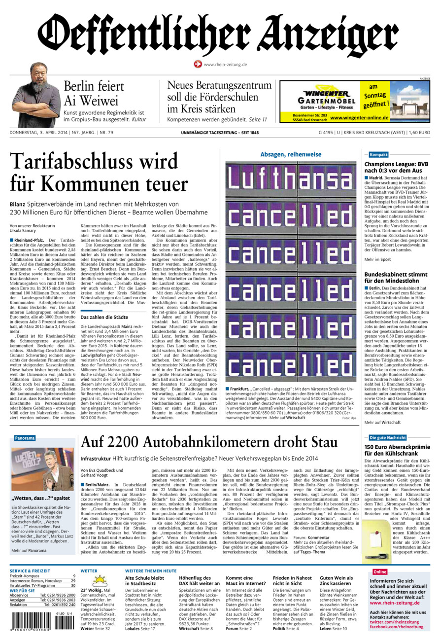 Oeffentlicher Anzeiger Kirn (Archiv) vom Donnerstag, 03.04.2014