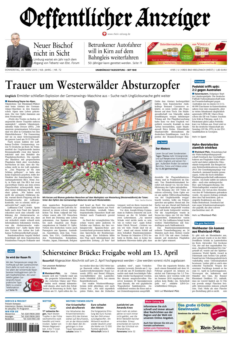 Oeffentlicher Anzeiger Kirn (Archiv) vom Donnerstag, 26.03.2015