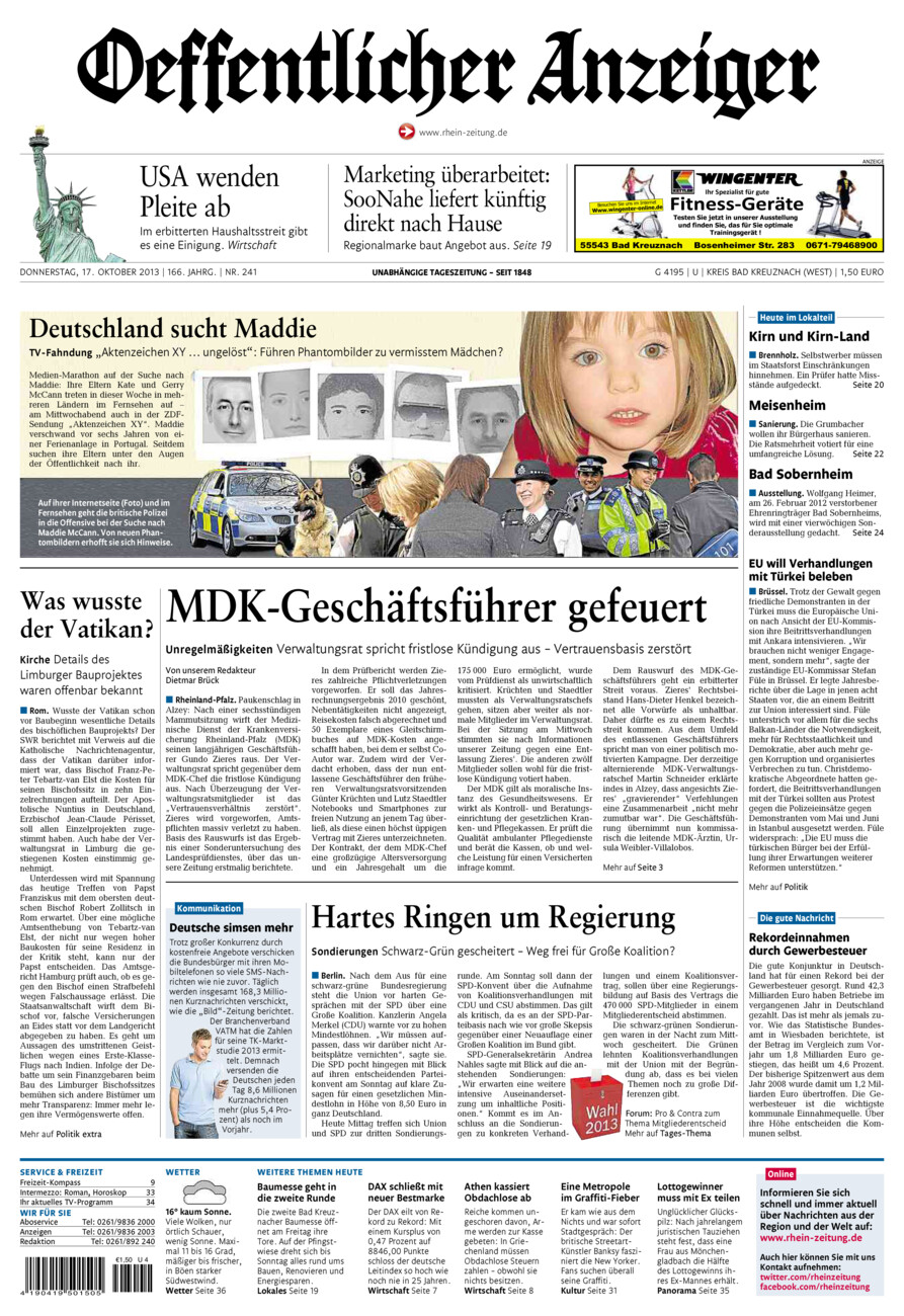 Oeffentlicher Anzeiger Kirn (Archiv) vom Donnerstag, 17.10.2013