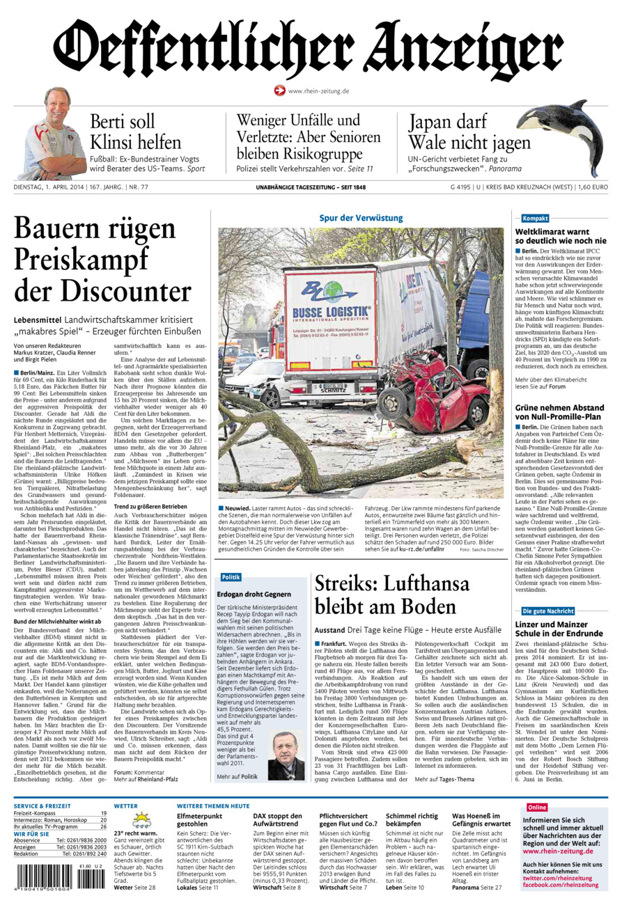 Oeffentlicher Anzeiger Kirn (Archiv) vom Dienstag, 01.04.2014