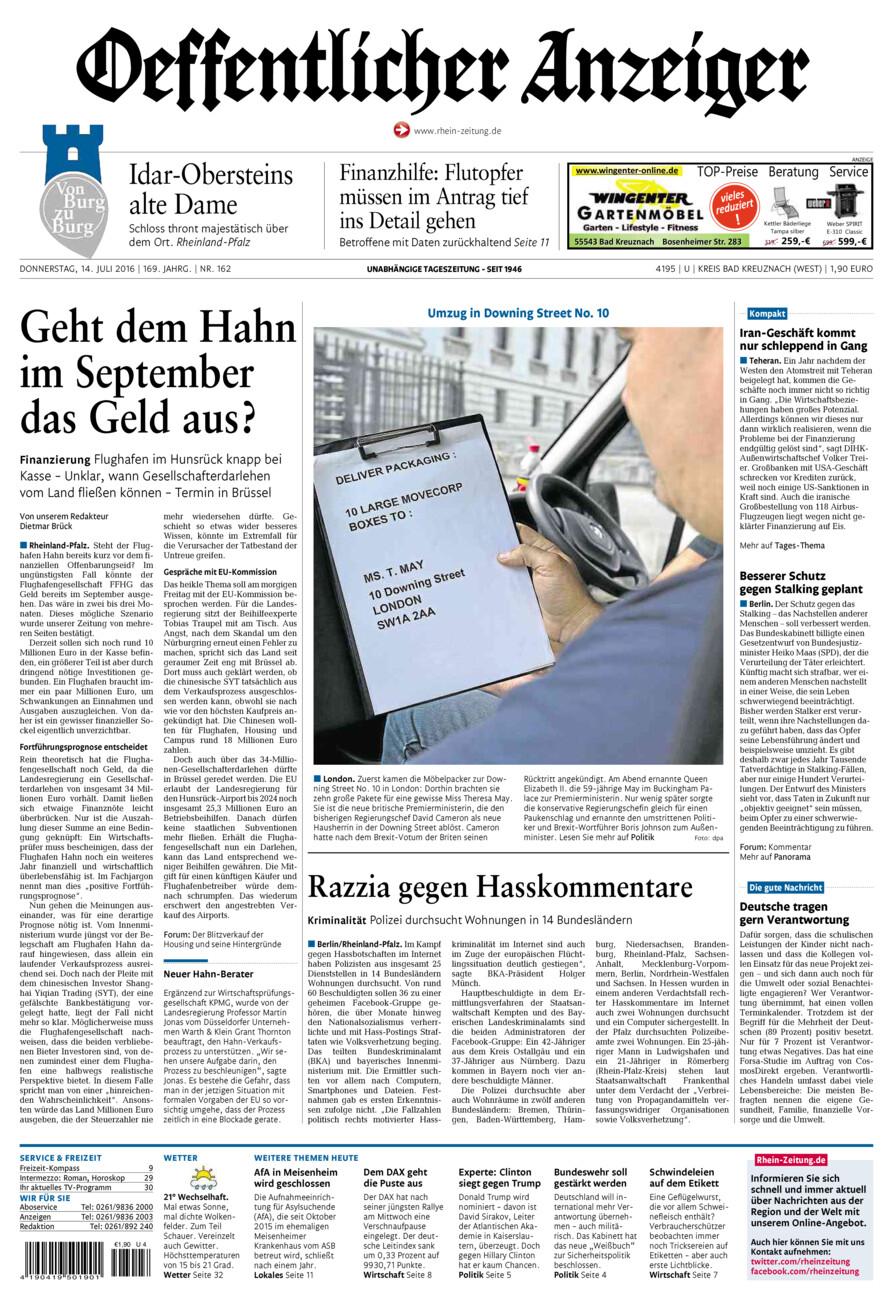 Oeffentlicher Anzeiger Kirn (Archiv) vom Donnerstag, 14.07.2016