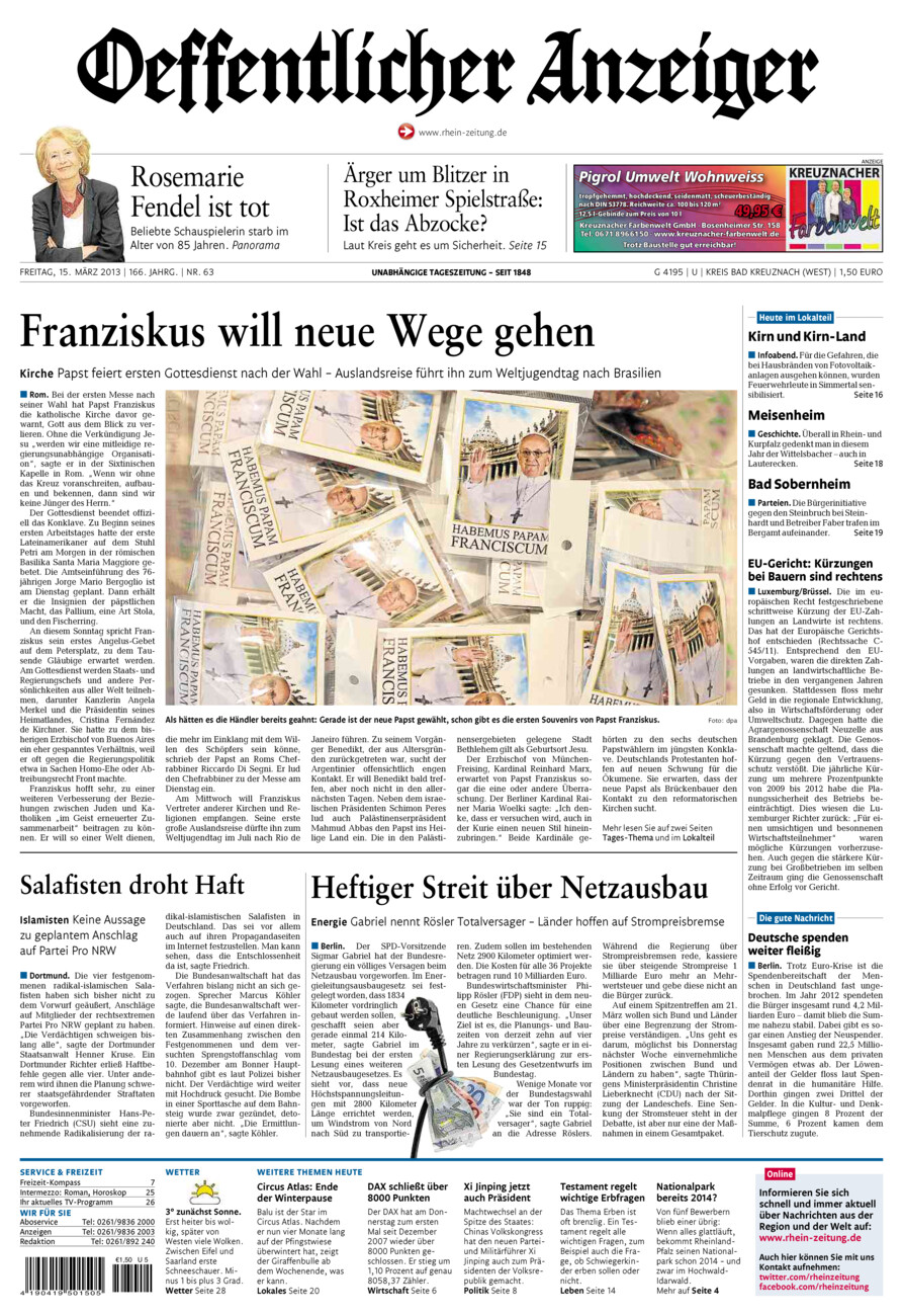 Oeffentlicher Anzeiger Kirn (Archiv) vom Freitag, 15.03.2013