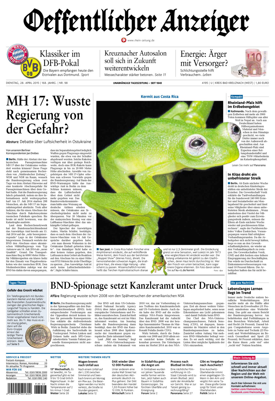 Oeffentlicher Anzeiger Kirn (Archiv) vom Dienstag, 28.04.2015