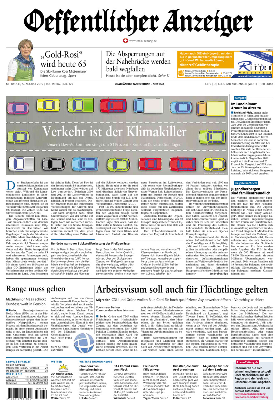 Oeffentlicher Anzeiger Kirn (Archiv) vom Mittwoch, 05.08.2015