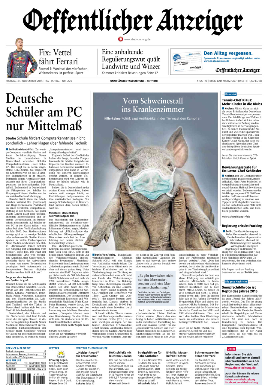 Oeffentlicher Anzeiger Kirn (Archiv) vom Freitag, 21.11.2014
