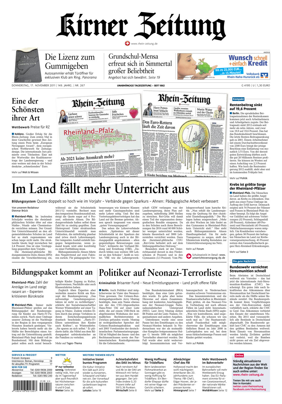 Oeffentlicher Anzeiger Kirn (Archiv) vom Donnerstag, 17.11.2011