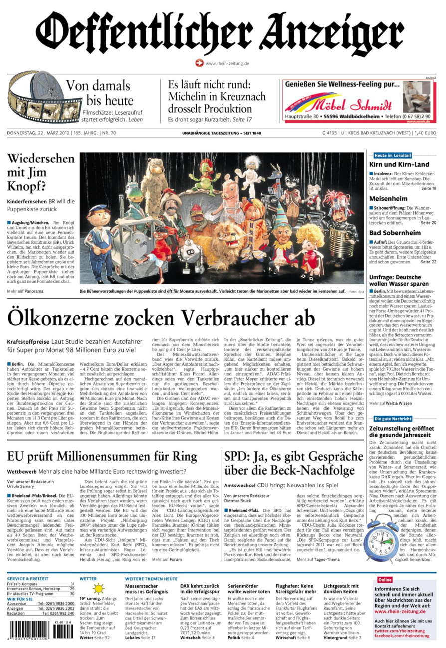 Oeffentlicher Anzeiger Kirn (Archiv) vom Donnerstag, 22.03.2012