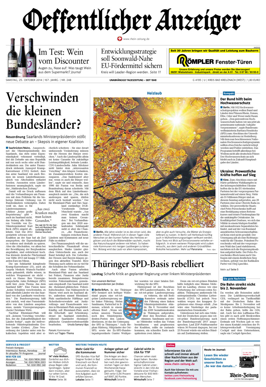 Oeffentlicher Anzeiger Kirn (Archiv) vom Samstag, 25.10.2014