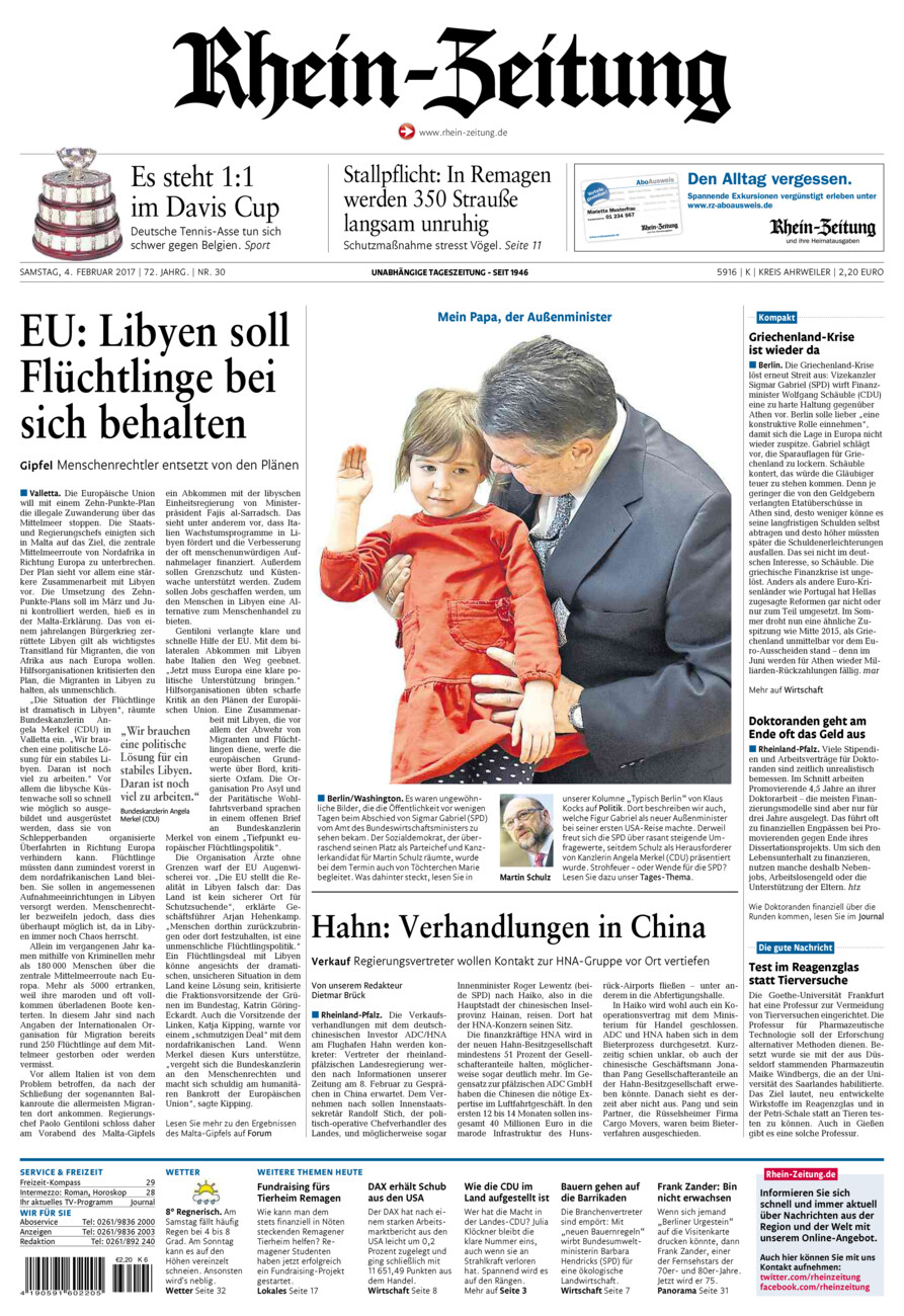 Rhein-Zeitung Kreis Ahrweiler vom Samstag, 04.02.2017