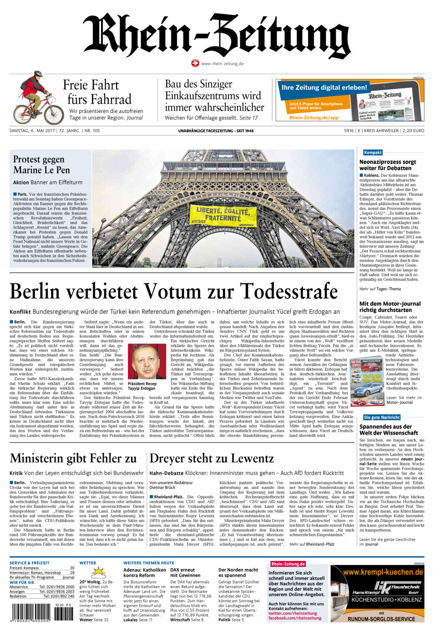 Rhein-Zeitung Kreis Ahrweiler vom Samstag, 06.05.2017