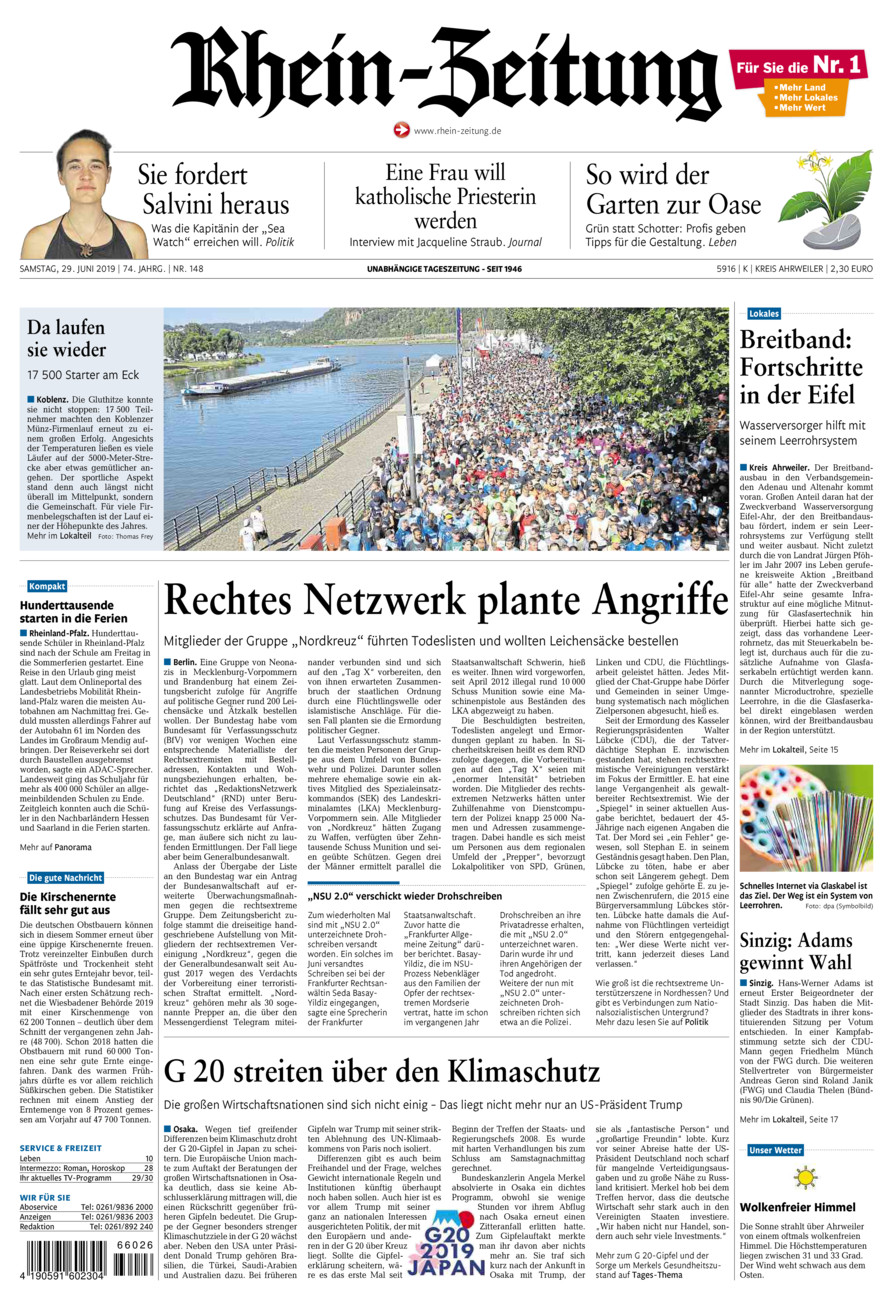 Rhein-Zeitung Kreis Ahrweiler vom Samstag, 29.06.2019