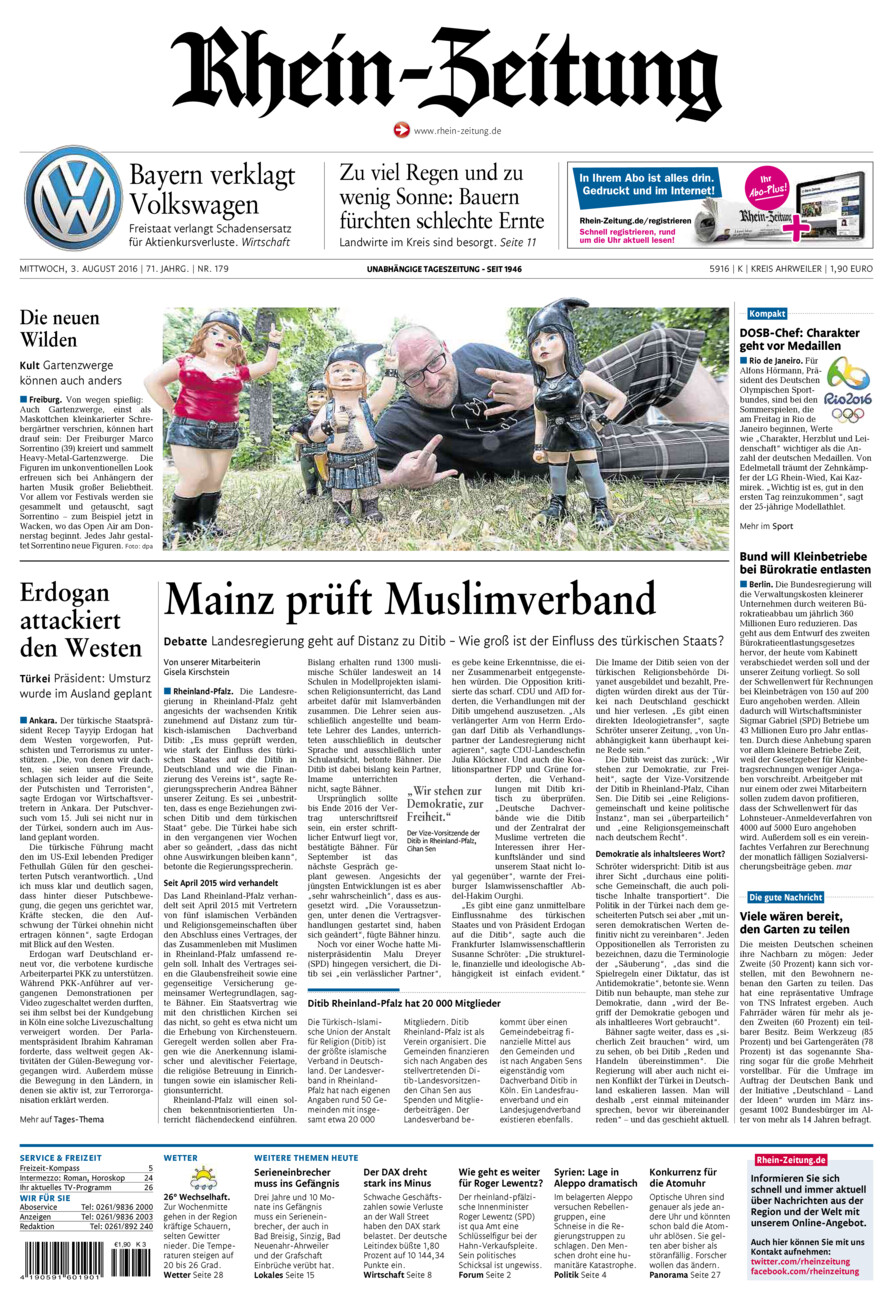 Rhein-Zeitung Kreis Ahrweiler vom Mittwoch, 03.08.2016