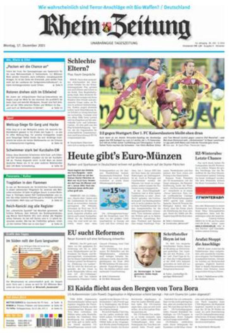 Rhein-Zeitung Kreis Ahrweiler vom Montag, 17.12.2001