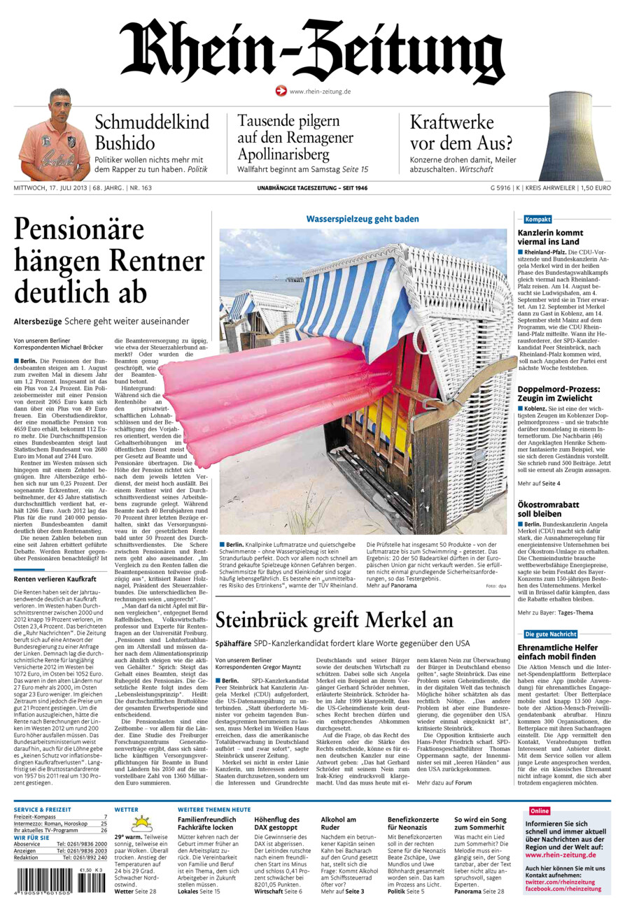 Rhein-Zeitung Kreis Ahrweiler vom Mittwoch, 17.07.2013