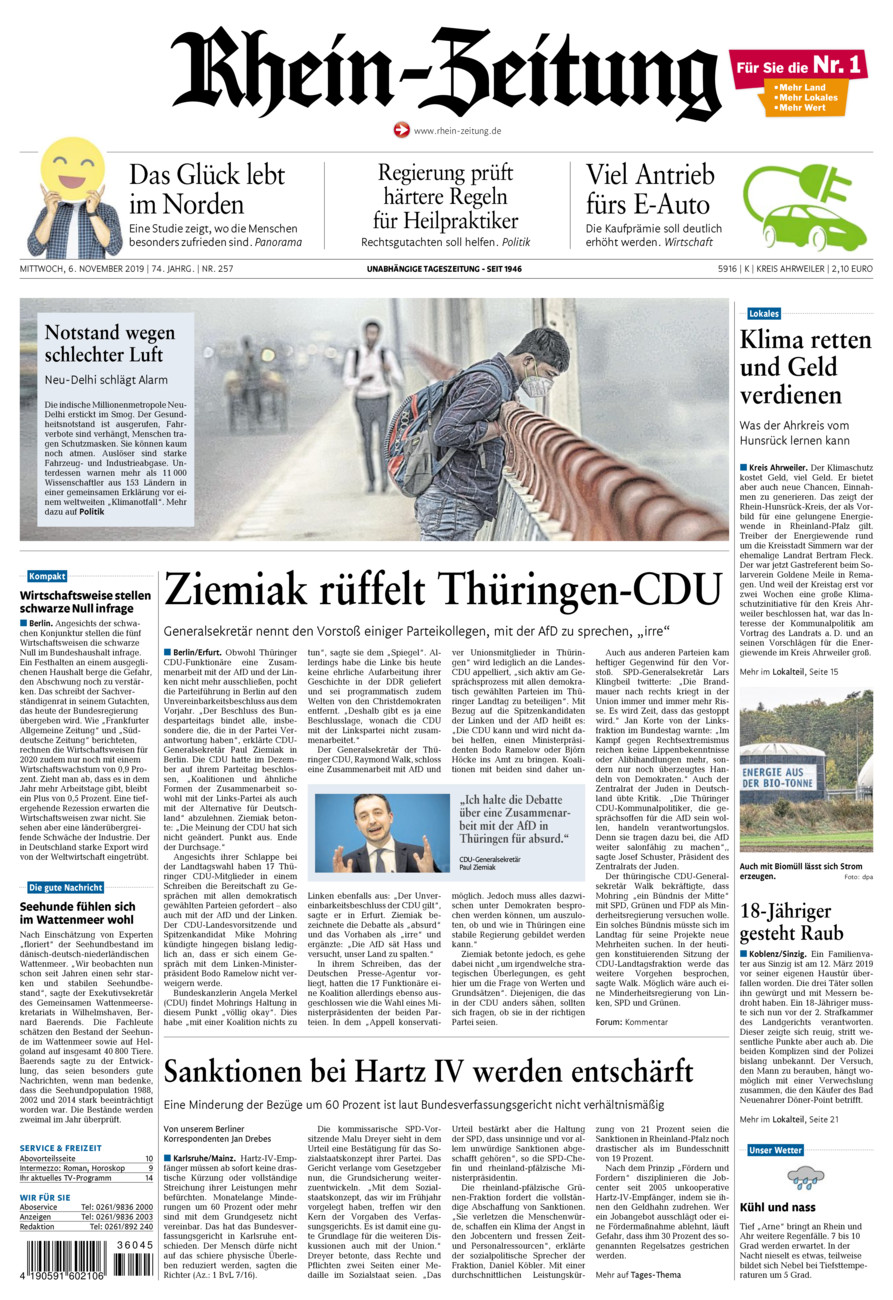 Rhein-Zeitung Kreis Ahrweiler vom Mittwoch, 06.11.2019