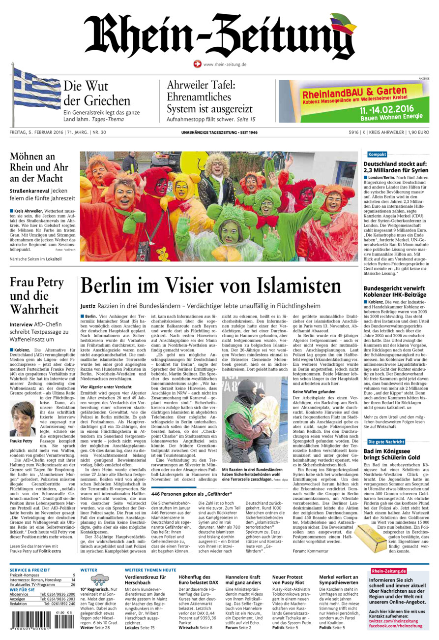 Rhein-Zeitung Kreis Ahrweiler vom Freitag, 05.02.2016