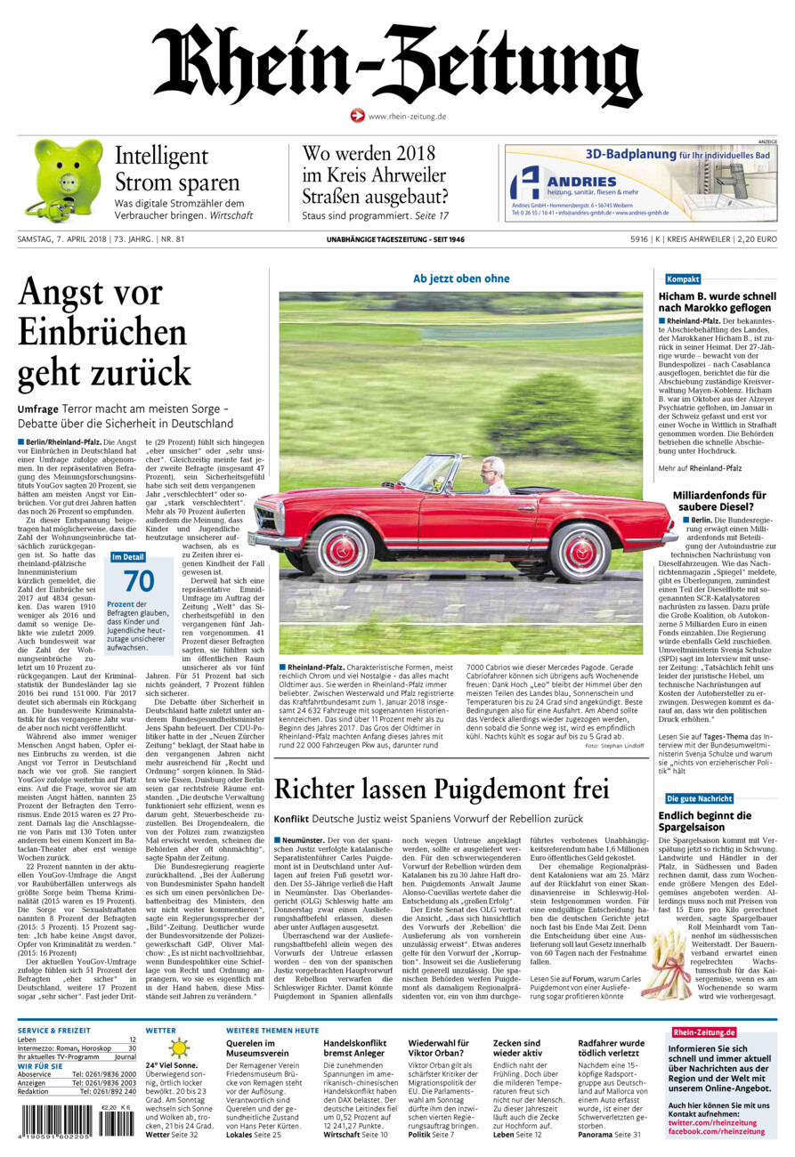 Rhein-Zeitung Kreis Ahrweiler vom Samstag, 07.04.2018
