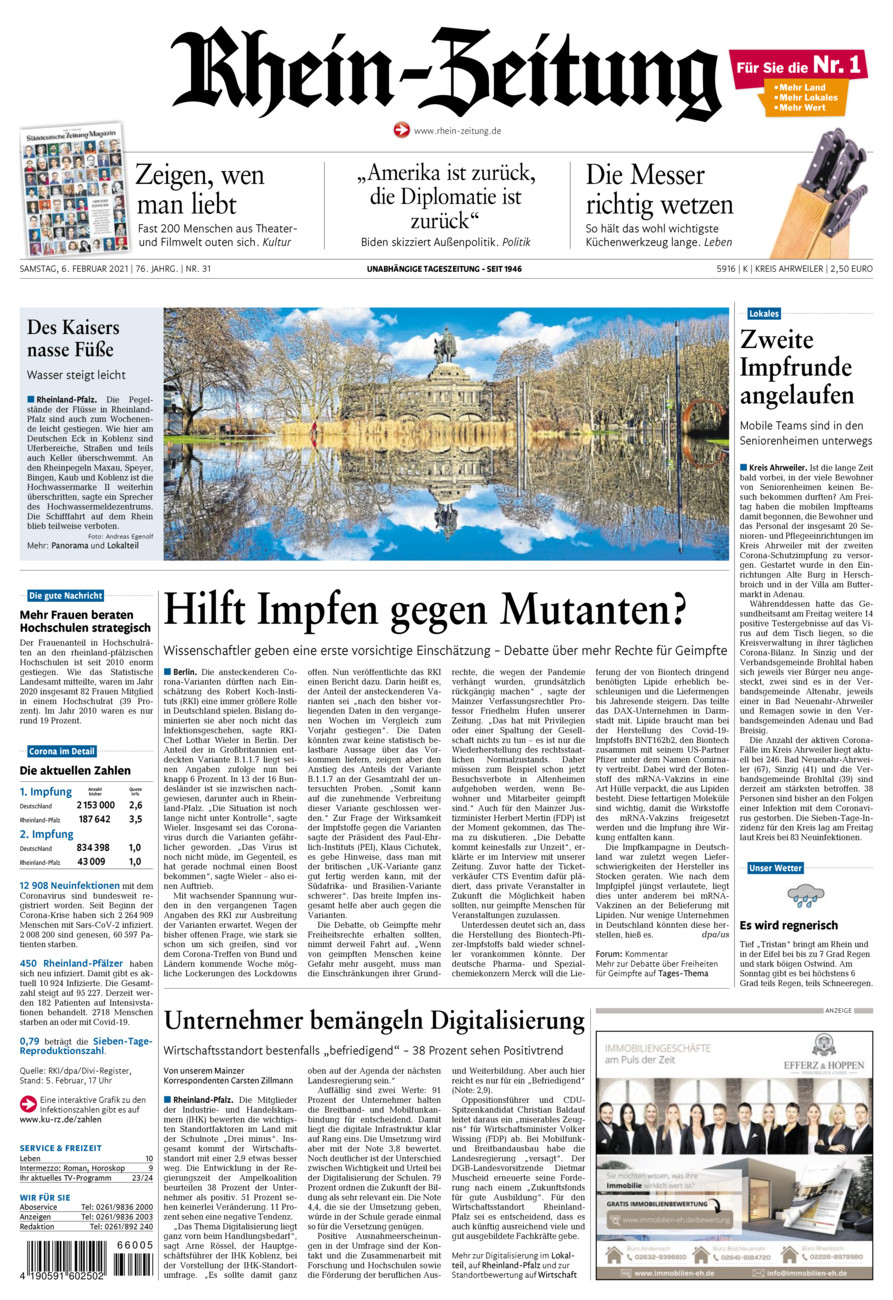 Rhein-Zeitung Kreis Ahrweiler vom Samstag, 06.02.2021