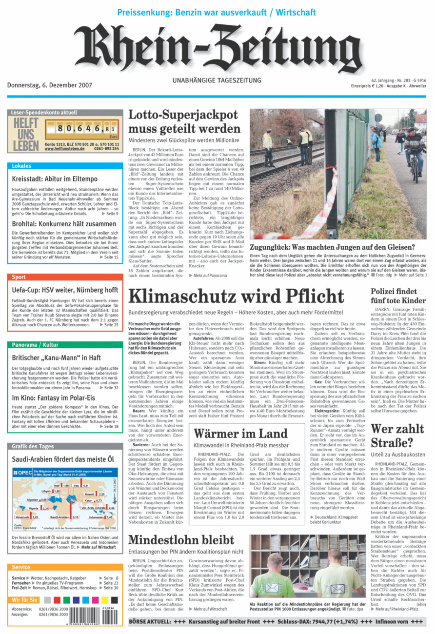 Rhein-Zeitung Kreis Ahrweiler vom Donnerstag, 06.12.2007
