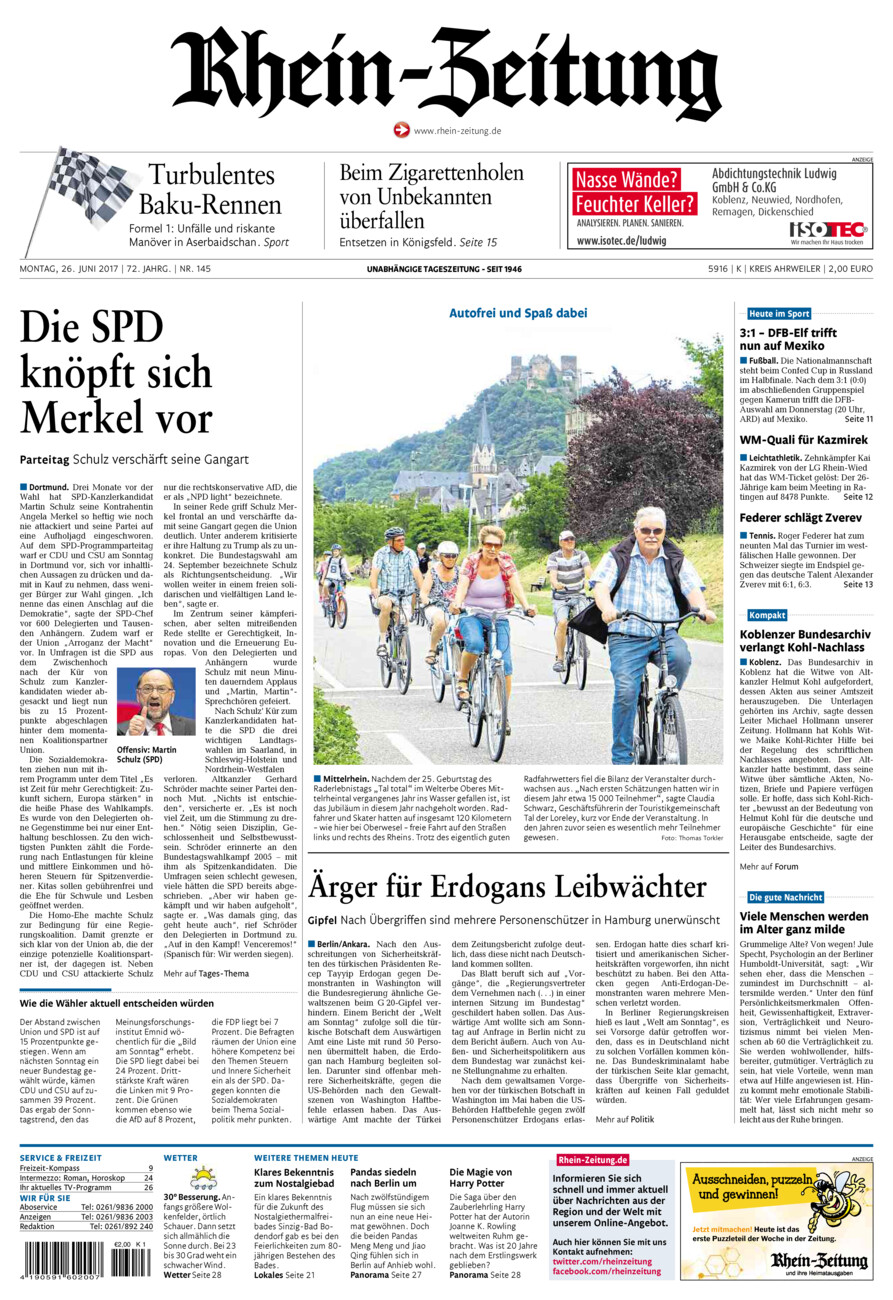Rhein-Zeitung Kreis Ahrweiler vom Montag, 26.06.2017