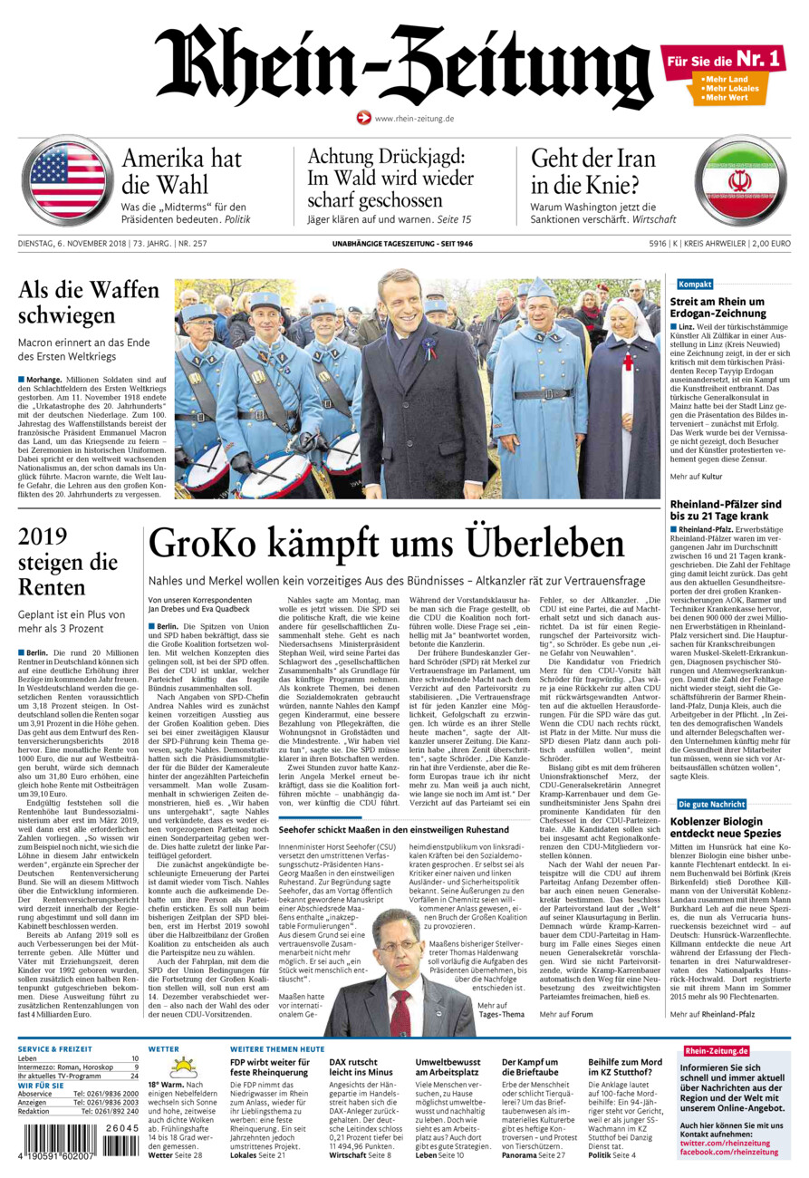 Rhein-Zeitung Kreis Ahrweiler vom Dienstag, 06.11.2018