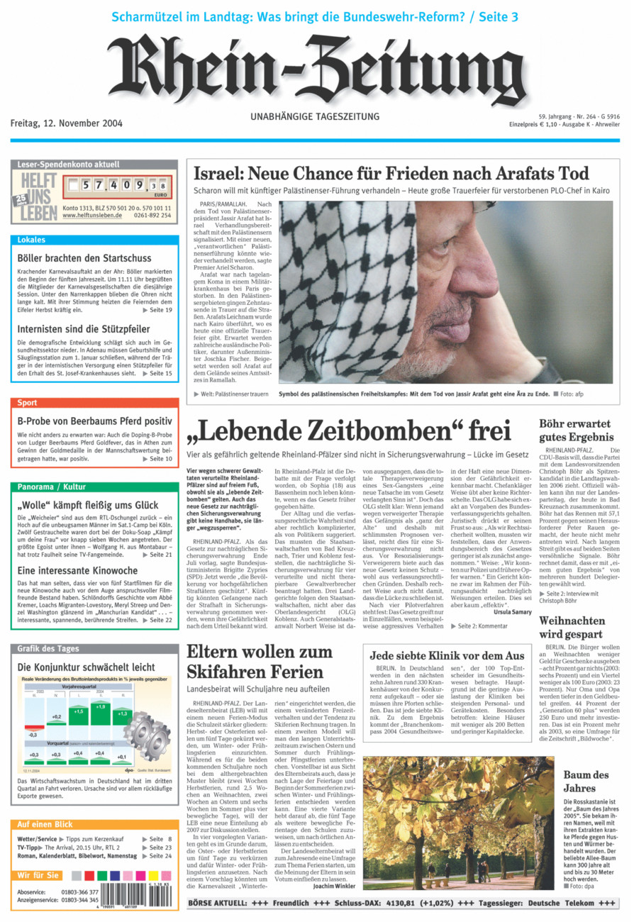 Rhein-Zeitung Kreis Ahrweiler vom Freitag, 12.11.2004